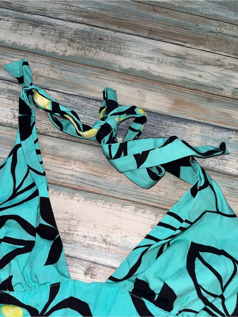 Zara Floral Halter Crop Top Green Tie Neck Open Back Summer Resort Size S - Picture 6 of 8